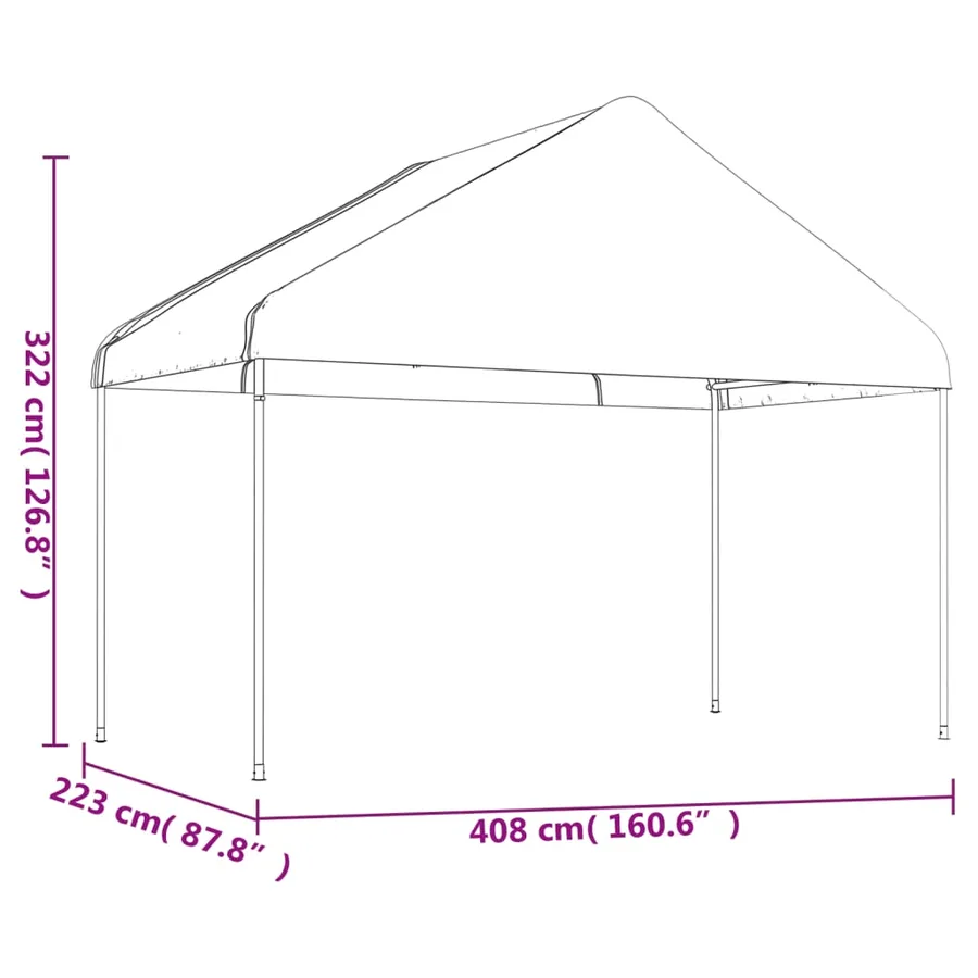 Belvédère avec toit blanc 11,15x4,08x3,22 m polyéthylène - 6
