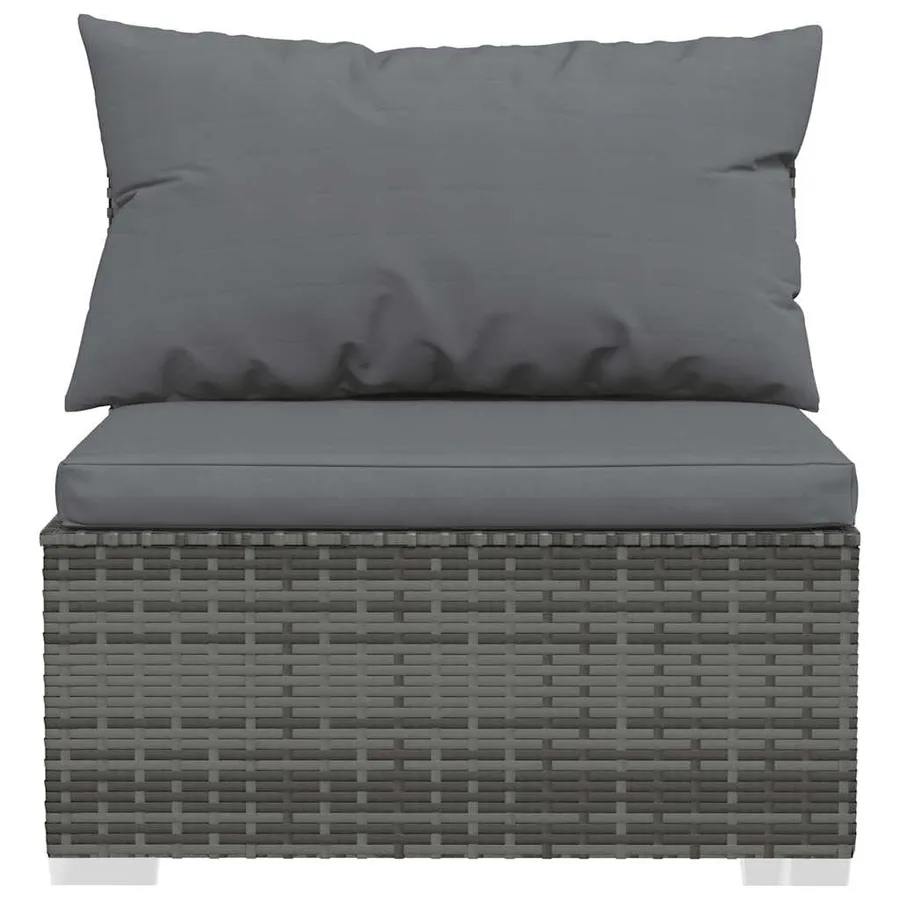 Salon de jardin 4 pcs avec coussins Gris Résine tressée - 4