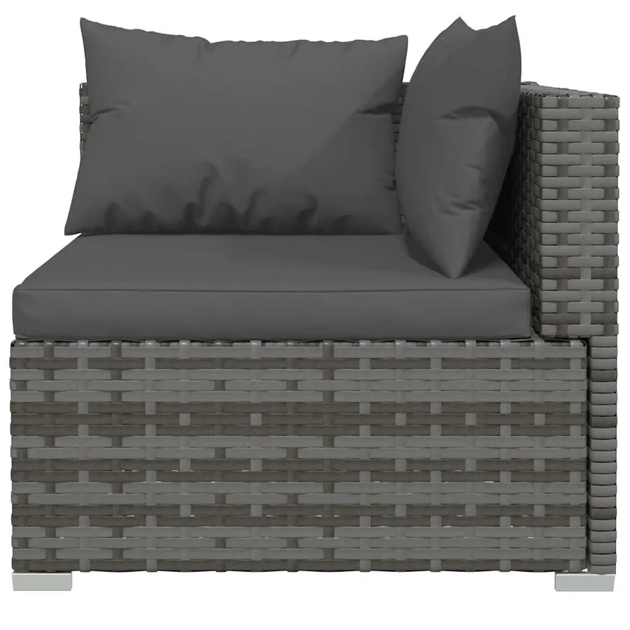 Salon de jardin 4 pcs avec coussins Gris Résine tressée - 6