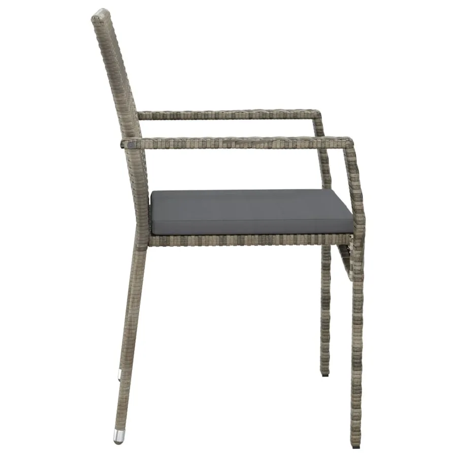 Ensemble à manger de jardin 9 pcs coussins gris résine tressée - 6