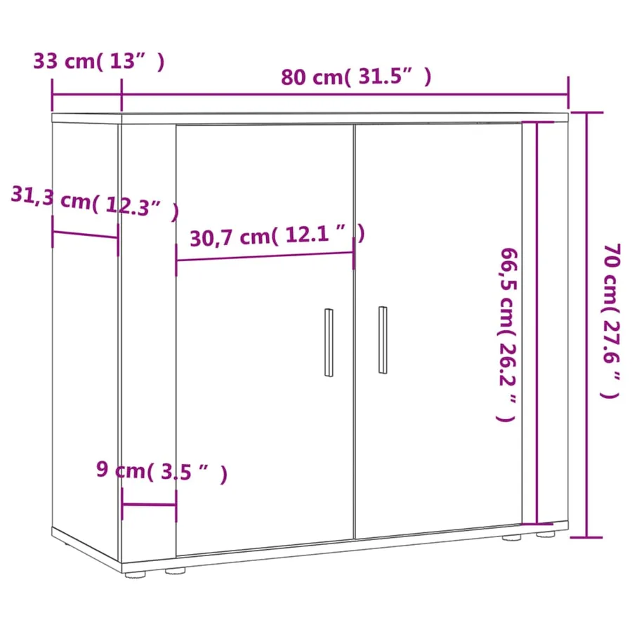 Buffet Sonoma gris 80x33x70 cm Bois d'ingénierie - 9