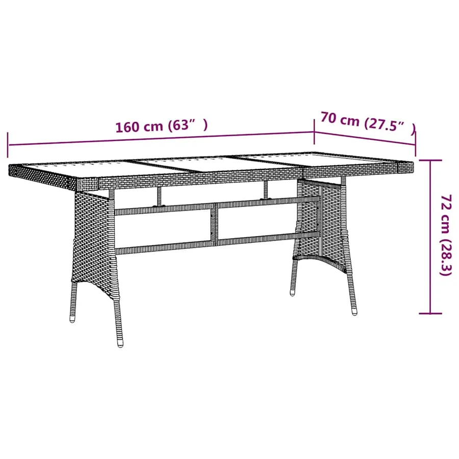 Ensemble à manger d'extérieur 9 pcs Résine tressée Noir - 9