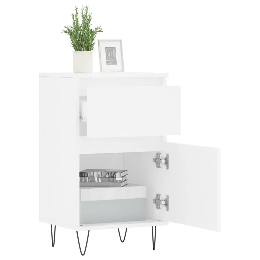 Buffet blanc 40x35x70 cm bois d’ingénierie - 4