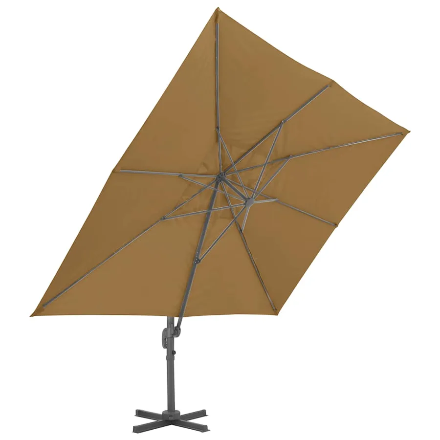 Parasol de jardin déporté avec mât en aluminium 400 x 300 cm Taupe - 3