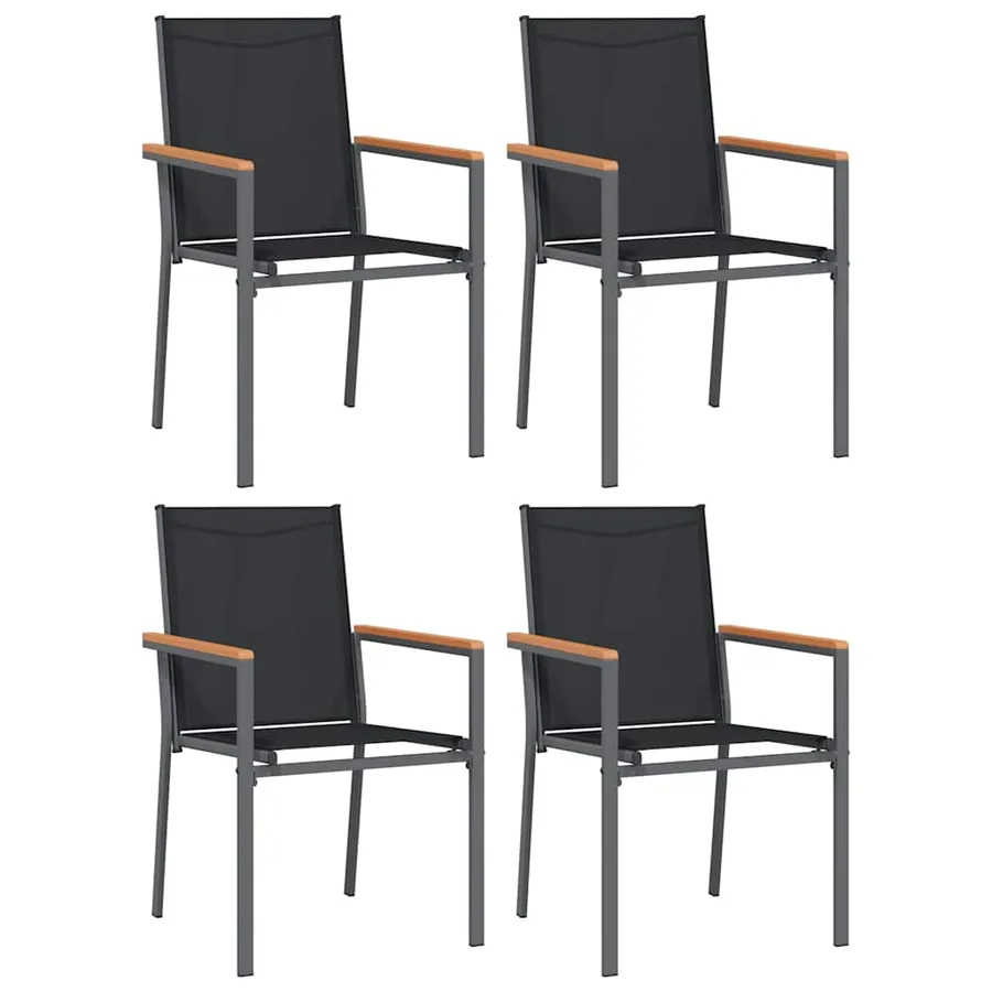 Ensemble à manger de jardin 5 pcs noir textilène et acier - 4