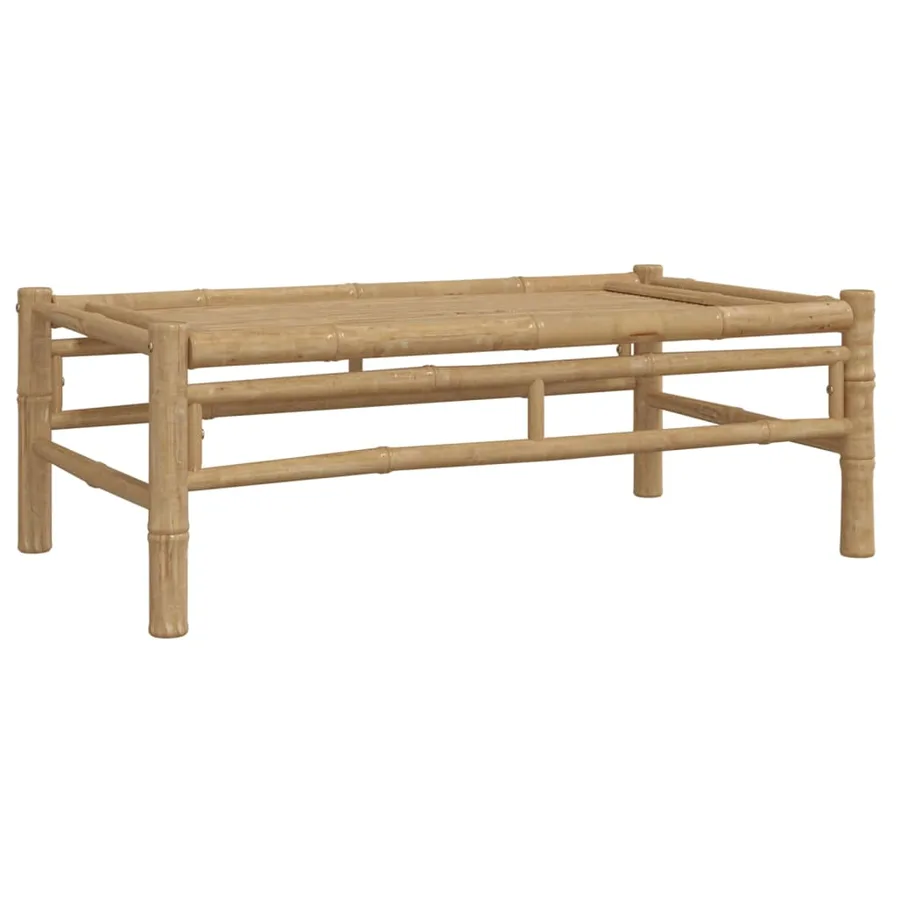 Salon de jardin 3 pcs avec coussins blanc crème bambou - 5