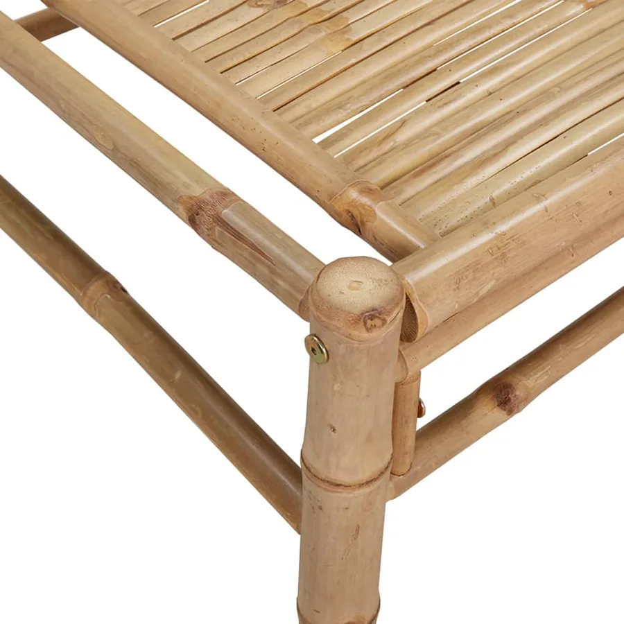 Salon de jardin 3 pcs avec coussins blanc crème bambou - 7