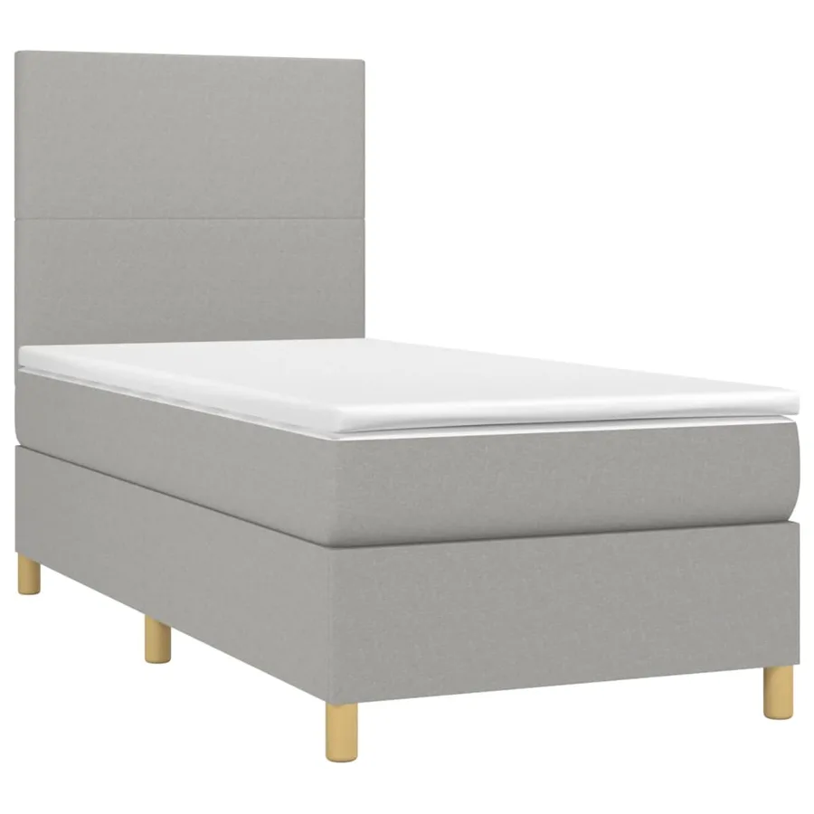Sommier à lattes de lit avec matelas et LED Gris clair 90x190cm - 3