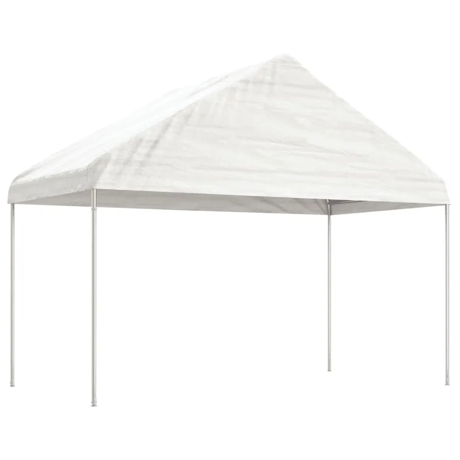 Belvédère avec toit blanc 6,69x4,08x3,22 m polyéthylène - 2