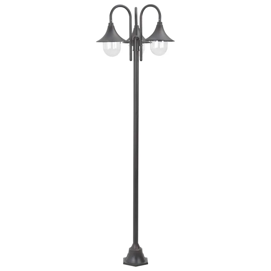Lampadaire de jardin E27 220 cm Aluminium 3 lanternes Bronze - 2