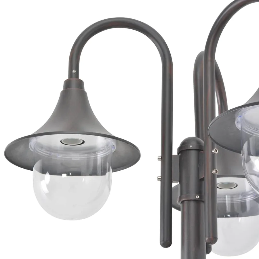 Lampadaire de jardin E27 220 cm Aluminium 3 lanternes Bronze - 4
