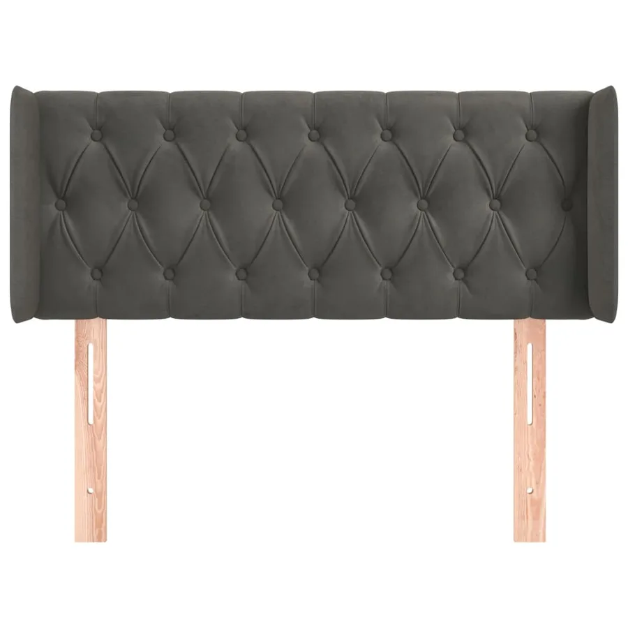 Tête de lit avec oreilles Gris foncé 103x16x78/88 cm Velours - 3