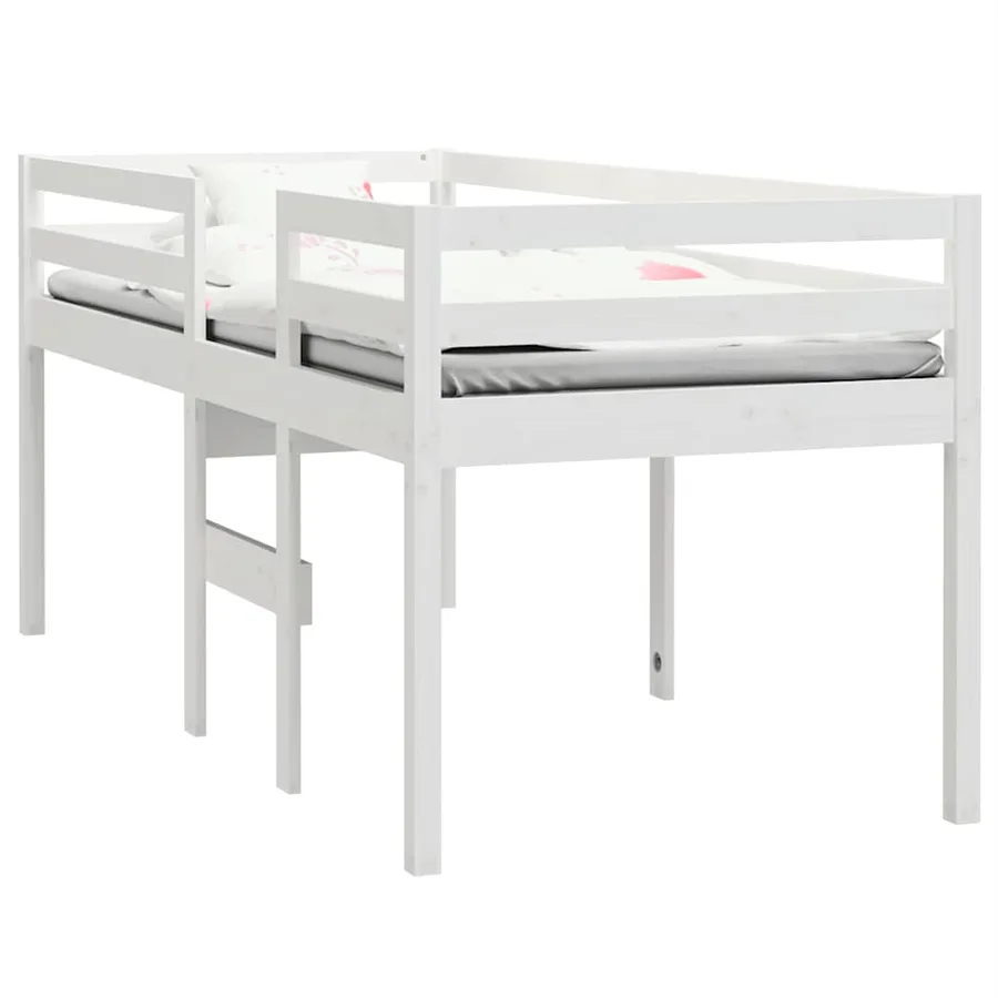 Lit haut sans matelas blanc 90x200 cm bois de pin massif - 3