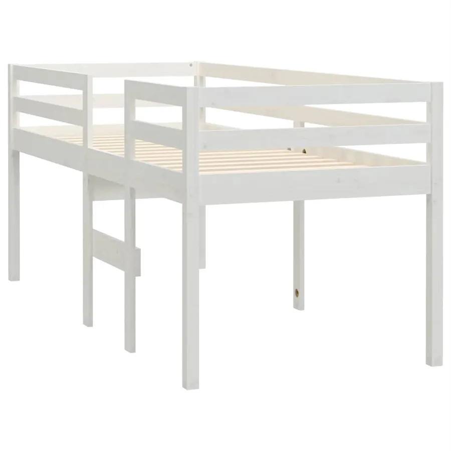 Lit haut sans matelas blanc 90x200 cm bois de pin massif - 4