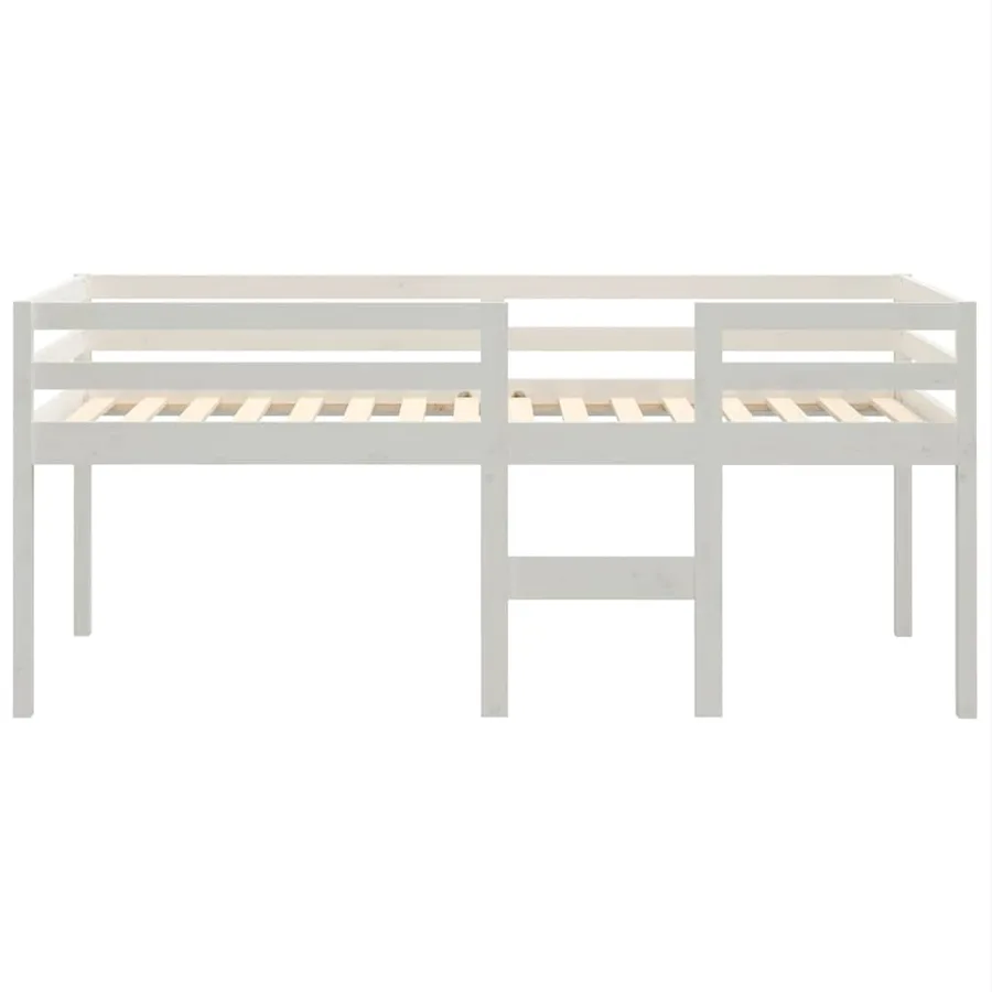 Lit haut sans matelas blanc 90x200 cm bois de pin massif - 5