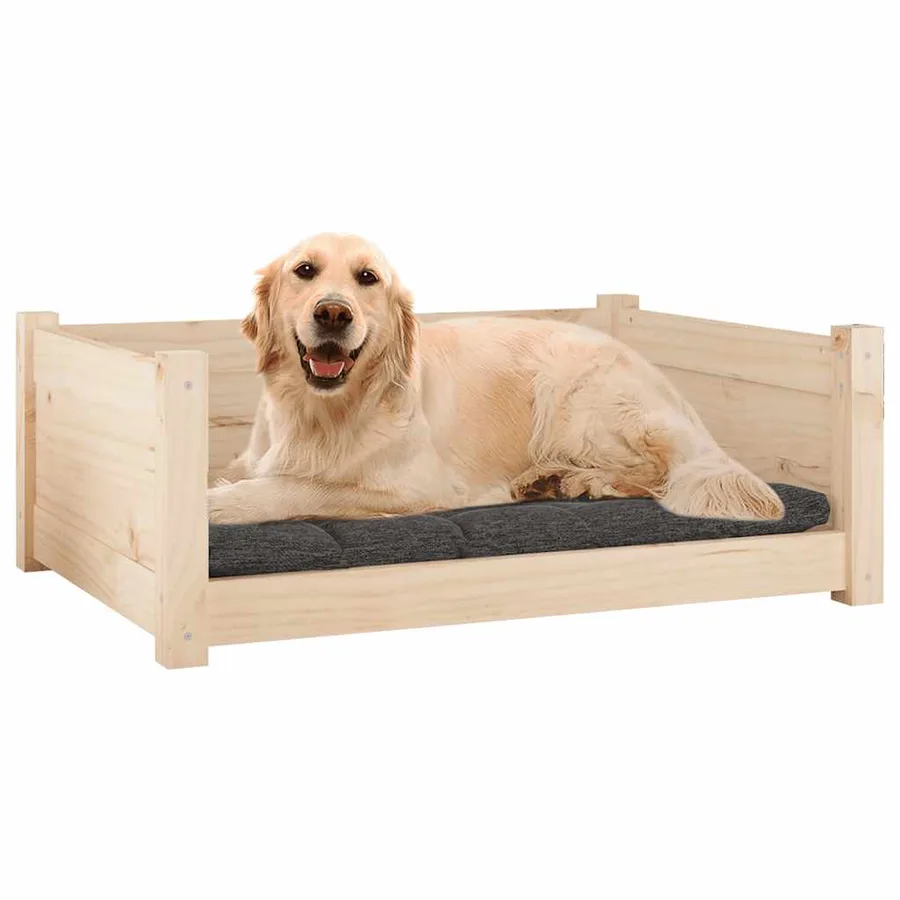 Lit pour chien 75,5x55,5x28 cm Bois massif de pin - 4