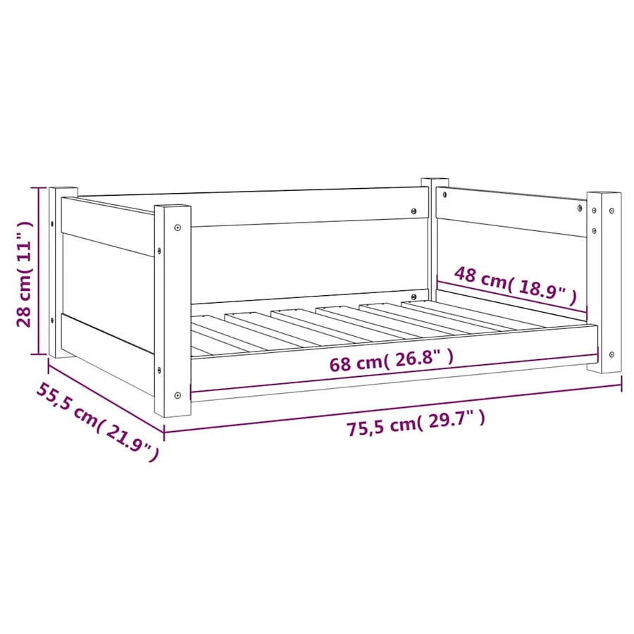 Lit pour chien 75,5x55,5x28 cm Bois massif de pin - 8