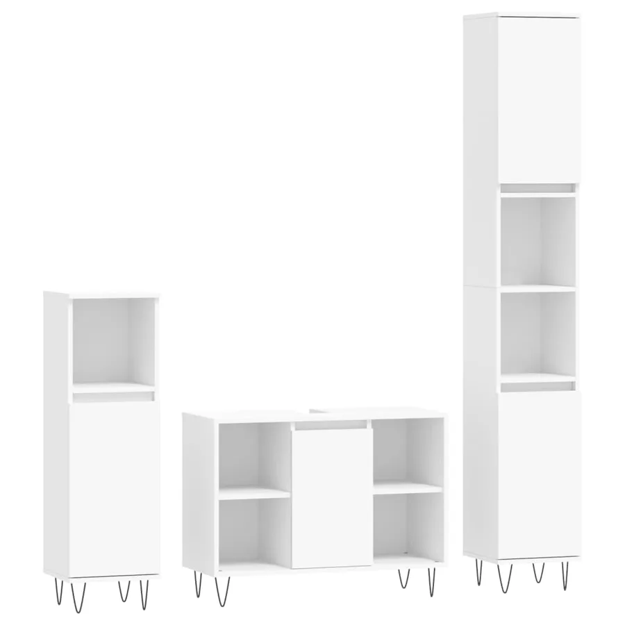 Ensemble de meubles salle de bain 3 pcs blanc bois d'ingénierie - 2