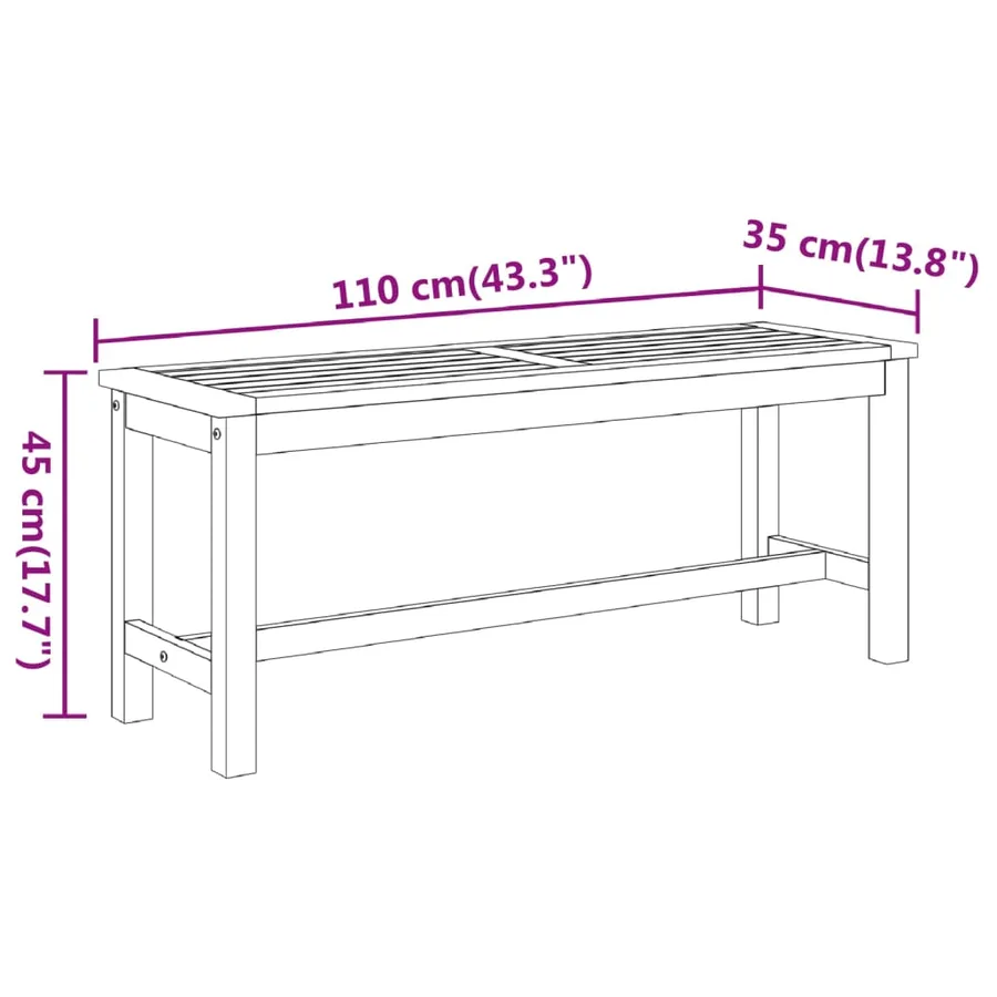 Banc de jardin 110x35x45 cm bois massif d'acacia - 7