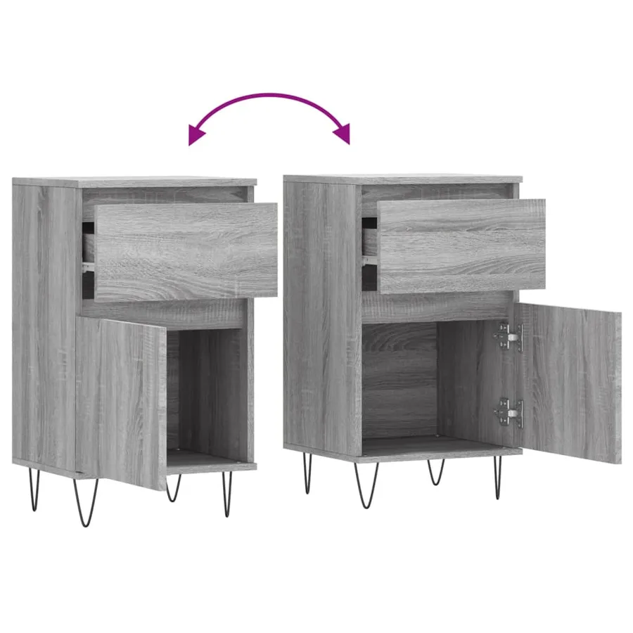 Buffet sonoma gris 40x35x70 cm bois d'ingénierie - 8