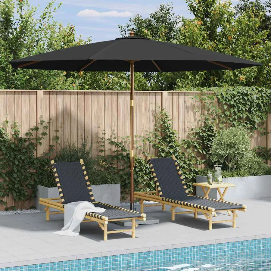 Parasol d'extérieur avec mât en bois 350 cm Anthracite