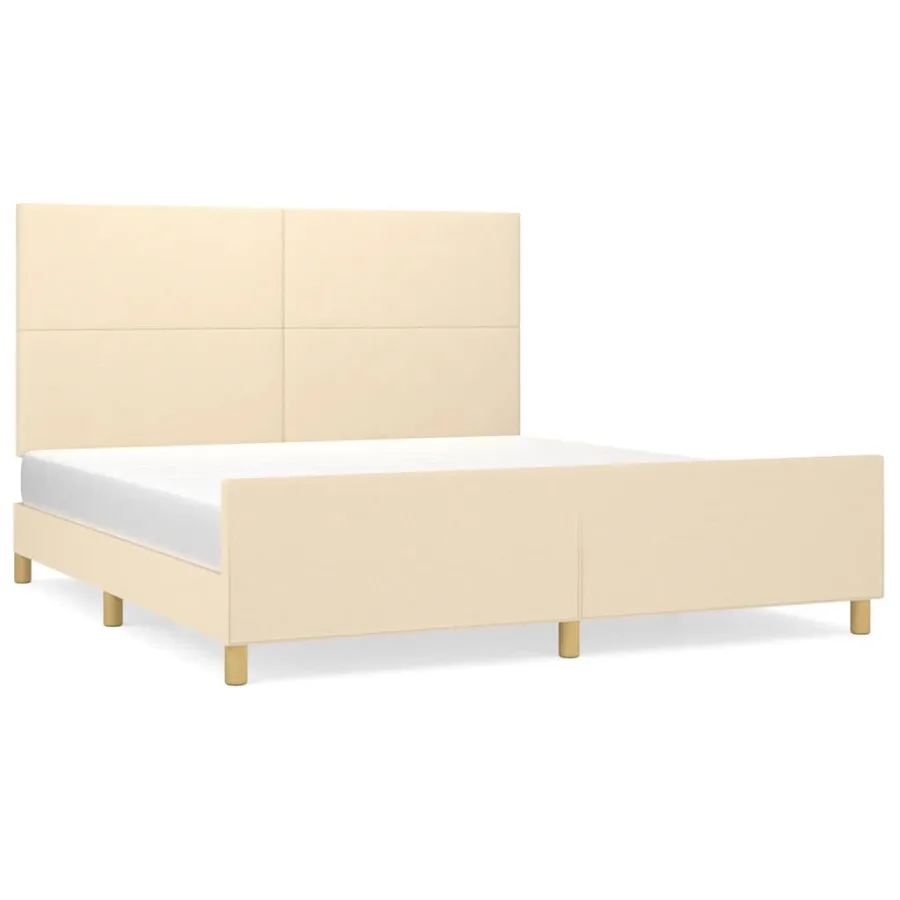 Cadre de lit sans matelas crème 180x200 cm tissu - 2