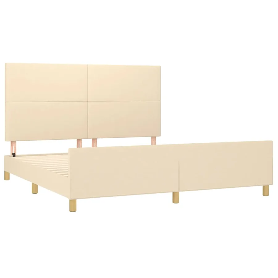 Cadre de lit sans matelas crème 180x200 cm tissu - 4