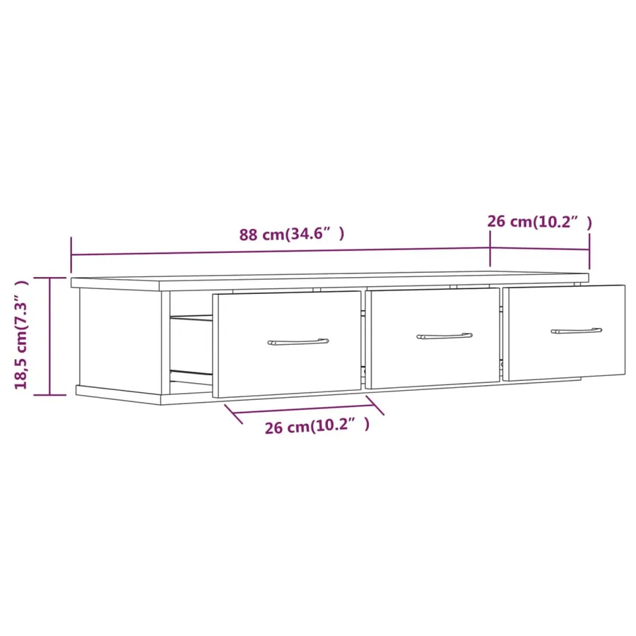 Armoire murale Chêne fumé 88x26x18,5 cm Bois d'ingénierie - 8