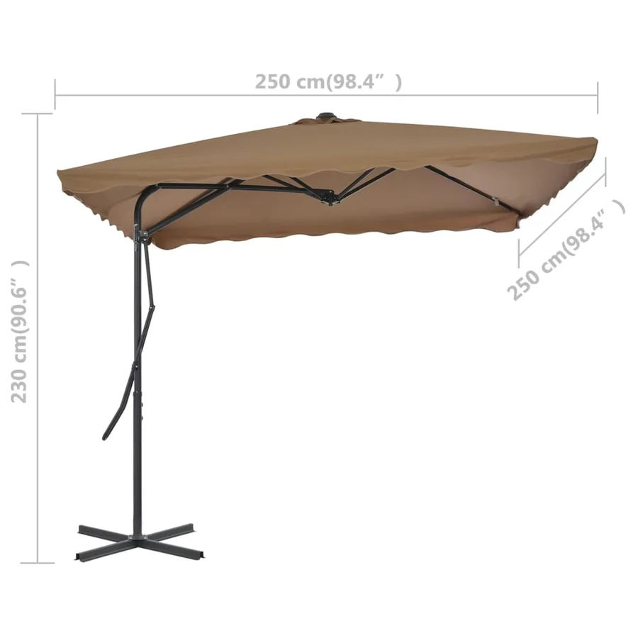 Parasol d'extérieur avec poteau en acier 250 x 250 cm Taupe - 7