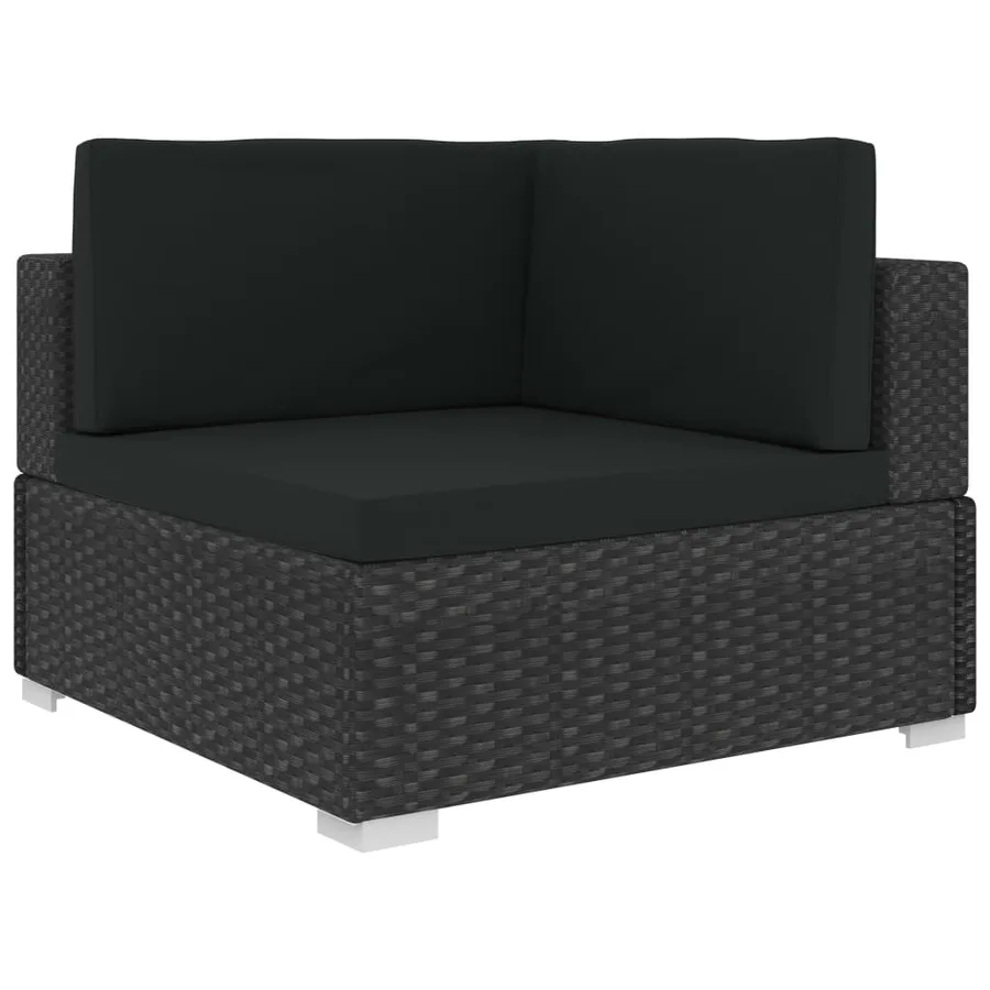 Salon de jardin 4 pcs avec coussins résine tressée noir - 4