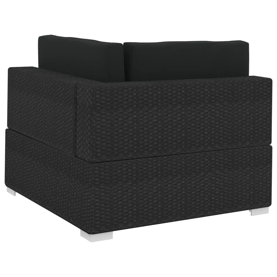 Salon de jardin 4 pcs avec coussins résine tressée noir - 6