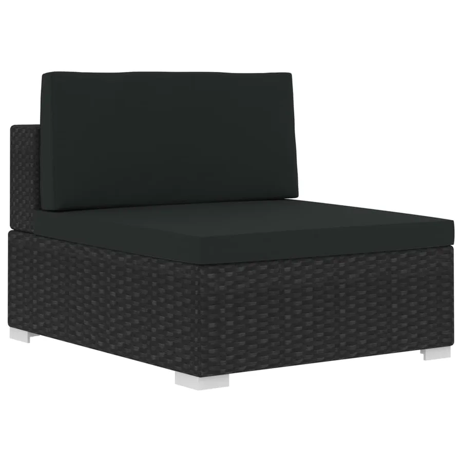Salon de jardin 4 pcs avec coussins résine tressée noir - 7