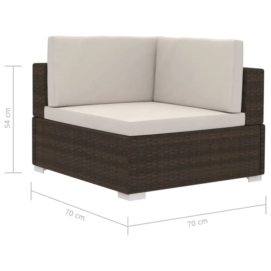 Salon de jardin 3 pcs avec coussins Résine tressée Marron - 10