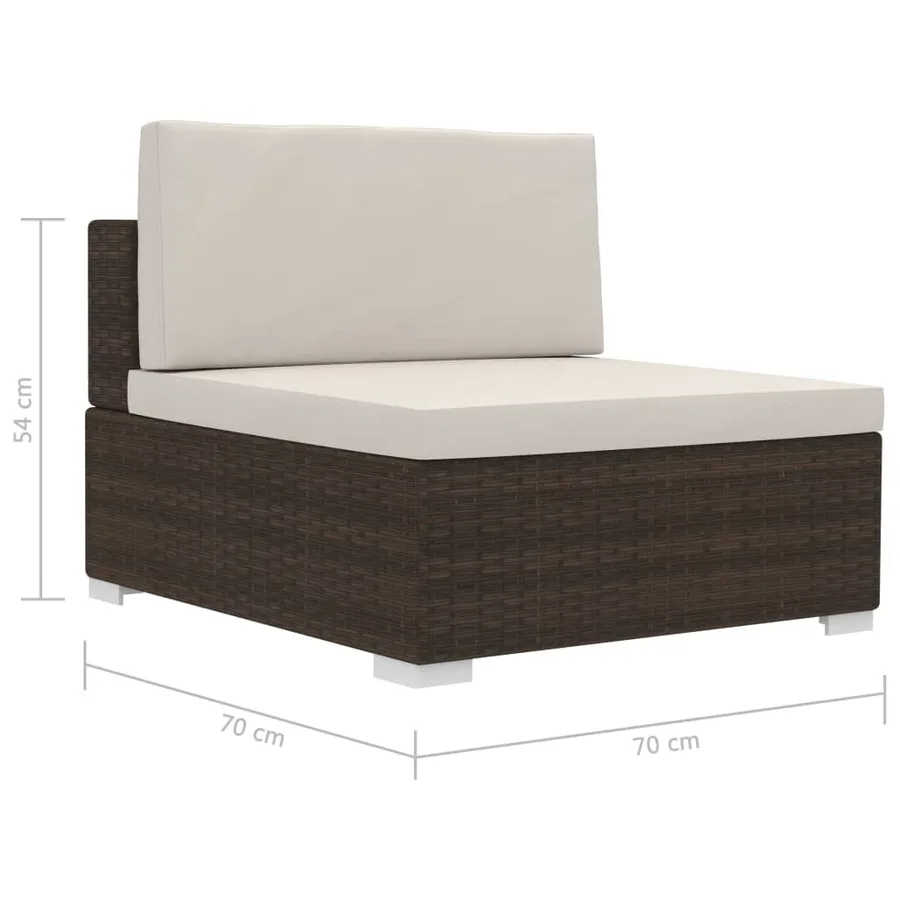 Salon de jardin 3 pcs avec coussins Résine tressée Marron - 11