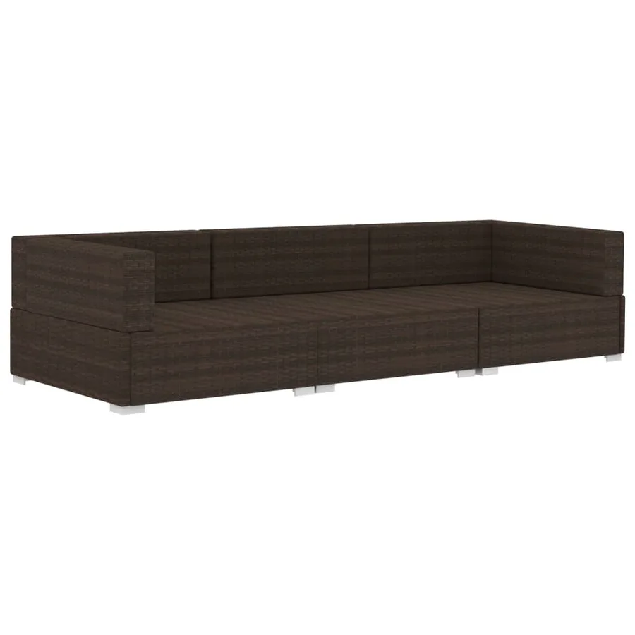 Salon de jardin 3 pcs avec coussins Résine tressée Marron - 3