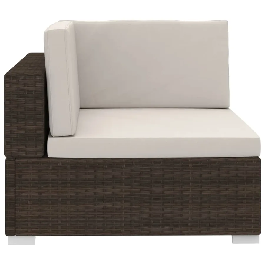 Salon de jardin 3 pcs avec coussins Résine tressée Marron - 5