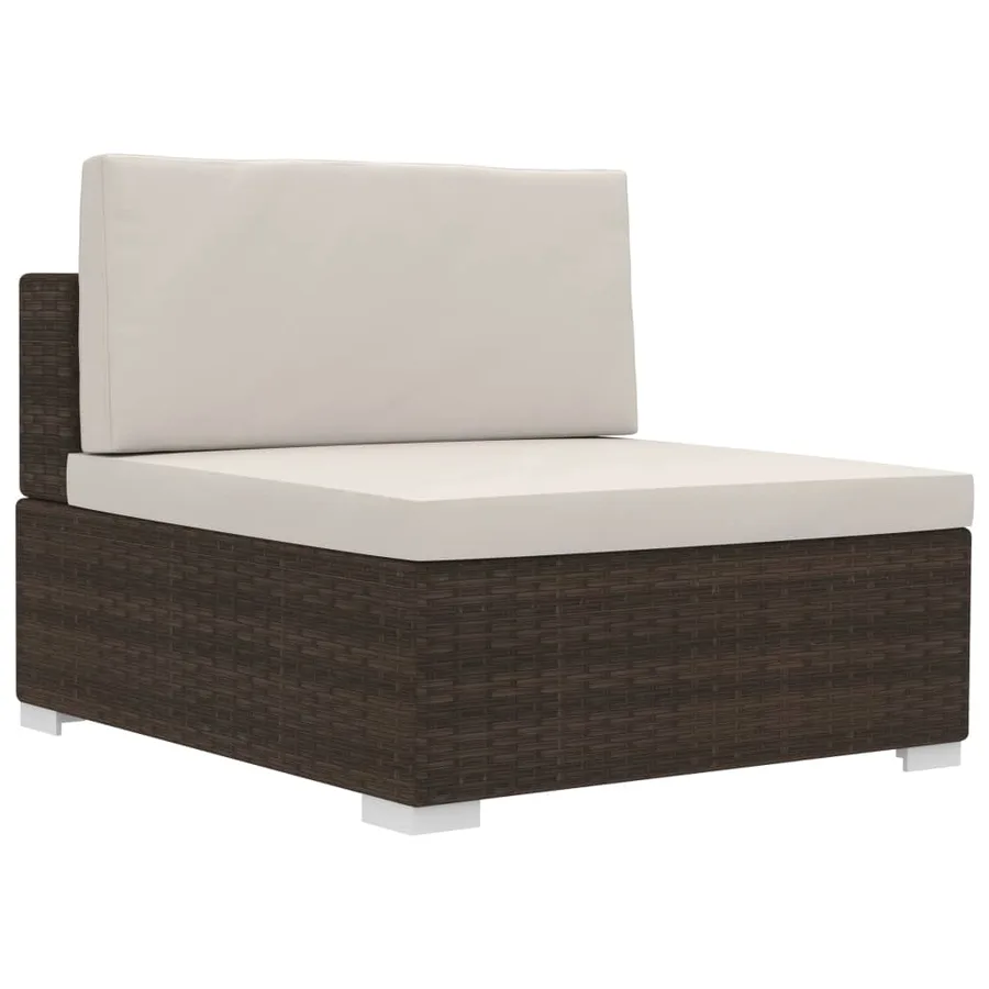 Salon de jardin 3 pcs avec coussins Résine tressée Marron - 7