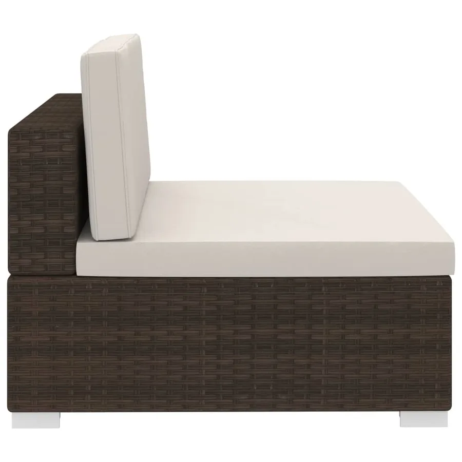 Salon de jardin 3 pcs avec coussins Résine tressée Marron - 8