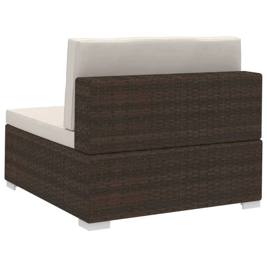 Salon de jardin 3 pcs avec coussins Résine tressée Marron - 9