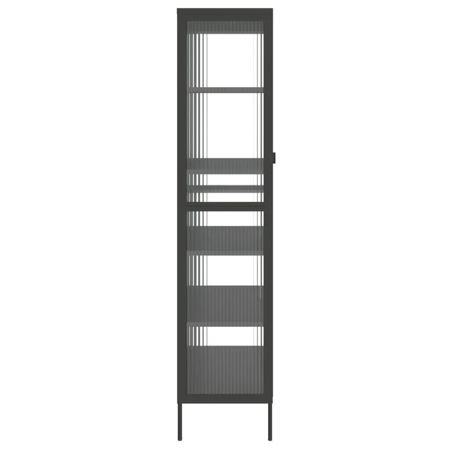 Buffet haut noir 85x40x180 cm verre et acier - 7