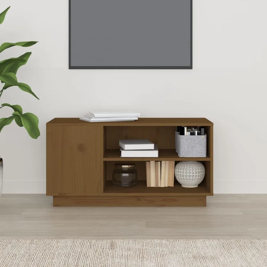 Meuble TV Marron miel 80x35x40,5 cm Bois de pin massif - 3