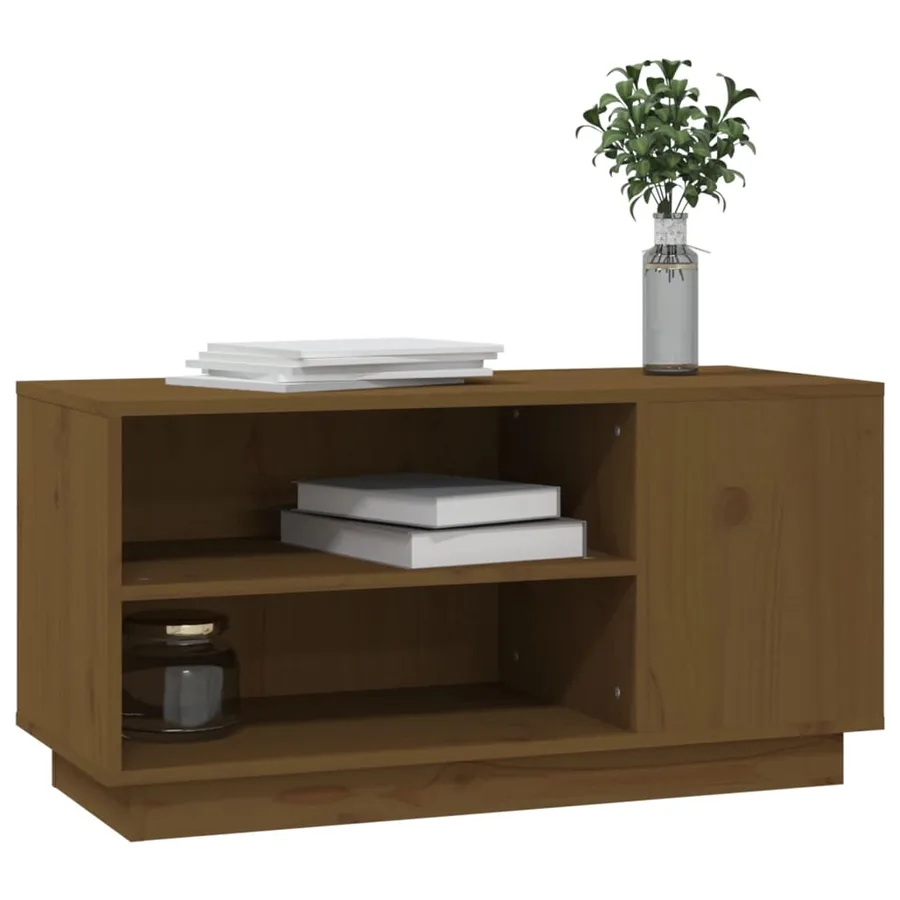 Meuble TV Marron miel 80x35x40,5 cm Bois de pin massif - 4