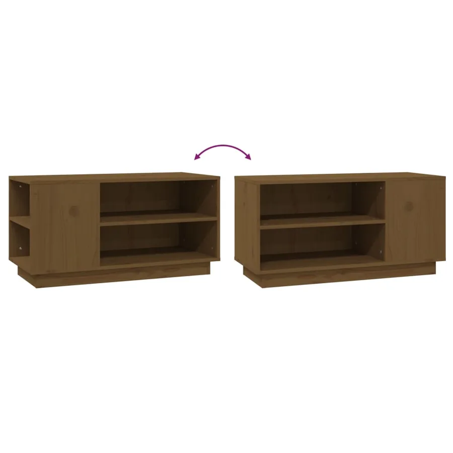 Meuble TV Marron miel 80x35x40,5 cm Bois de pin massif - 7