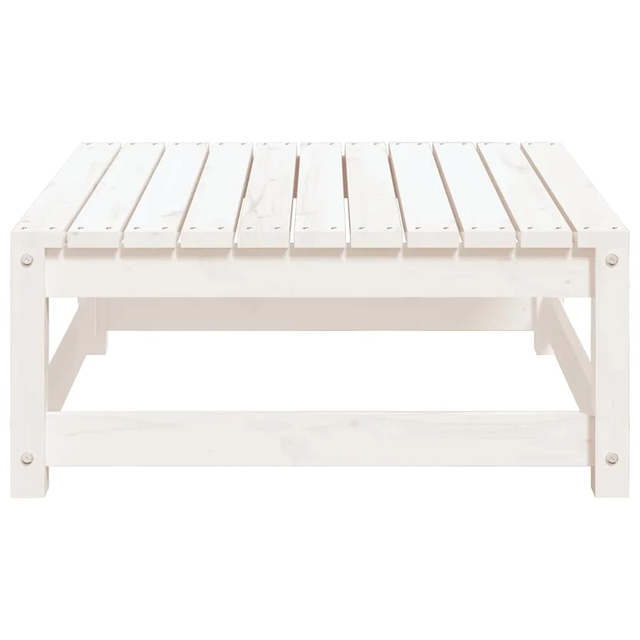 Repose-pied de jardin avec coussin Blanc Bois de pin massif - 3