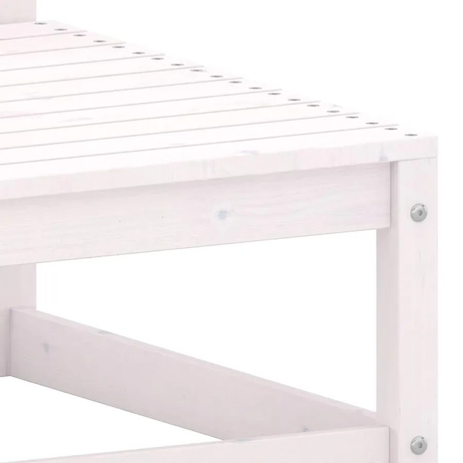 Repose-pied de jardin avec coussin Blanc Bois de pin massif - 5