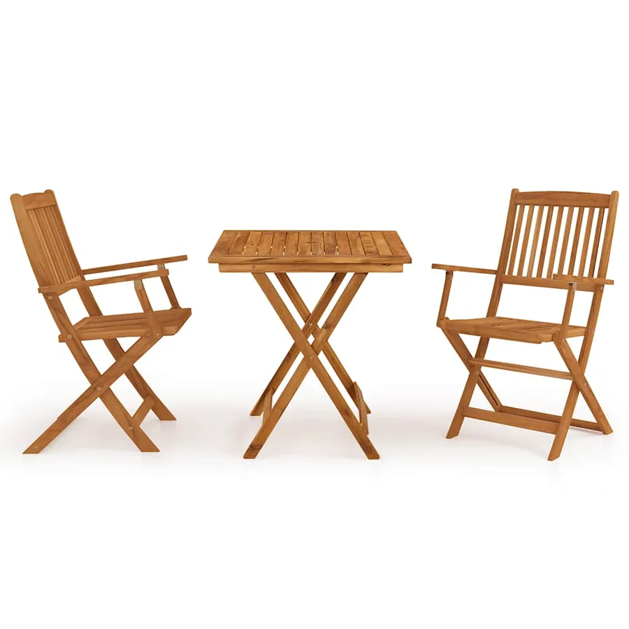 Ensemble à manger de jardin pliable 3 pcs Bois d'acacia solide - 2