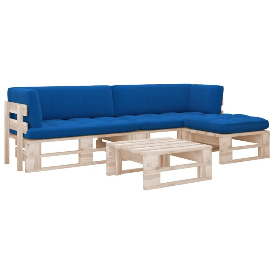 Salon de jardin palette 4pcs avec coussins Bois de pin imprégné
