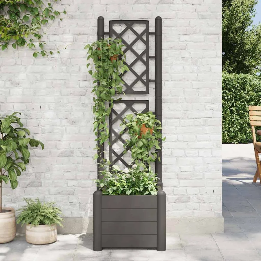 Jardinière avec treillis 43x43x142 cm PP Anthracite - 3