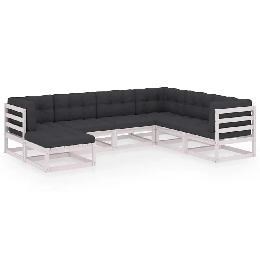 Salon de jardin 7 pcs avec coussins Bois de pin massif - 2