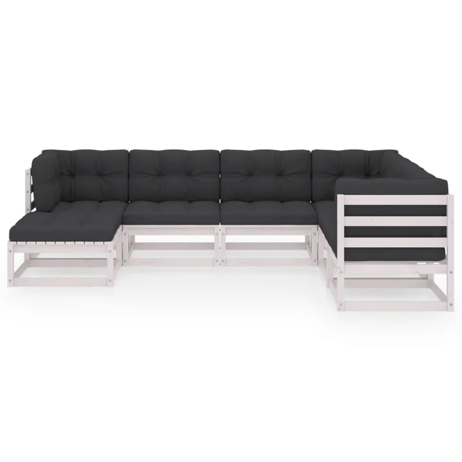 Salon de jardin 7 pcs avec coussins Bois de pin massif - 3